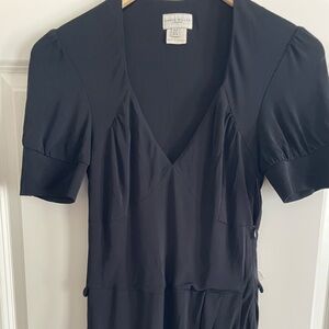 Karen Millen Black Midi Faux Wrap Dress Short Sleeve Fully Lined